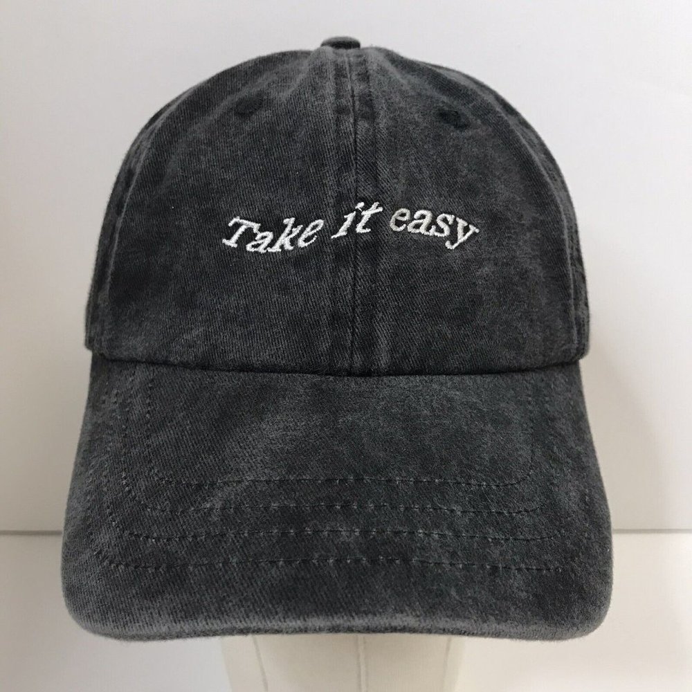 Take It Easy Gray Distressed Adjustable Hat